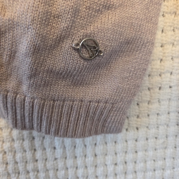 Diadora XL Loose Knit Cashmere Blend Taupe Women's V-Neck Athletic Sweater - Picture 4 of 10